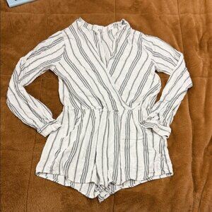 Elegant Striped White and Black Romper